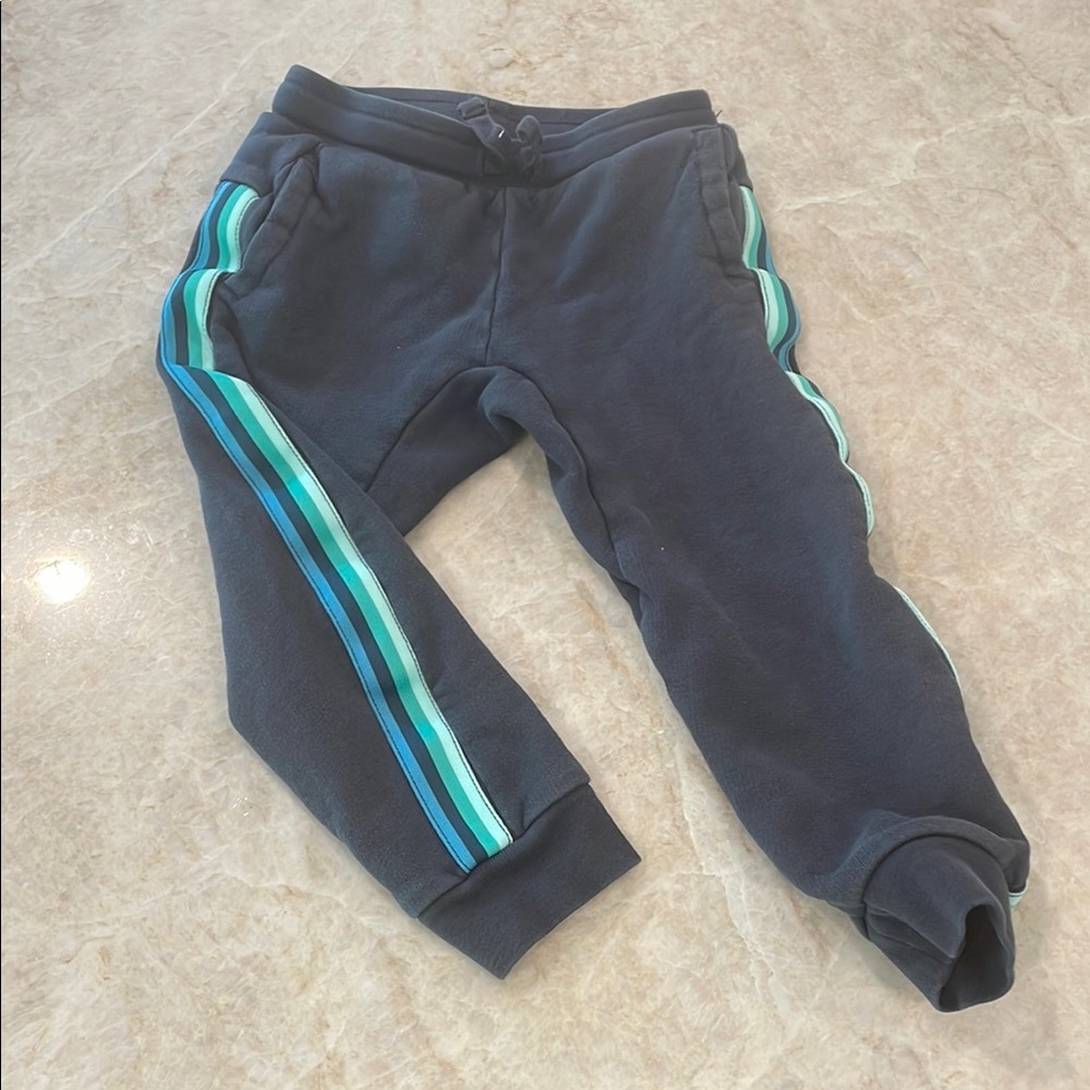 Tea Collection Navy Joggers with Teal Stripes